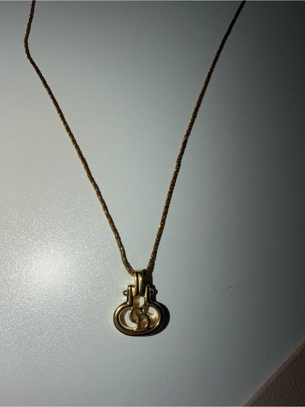 Dior Gold-Tone Chain Necklace with Signature Tag